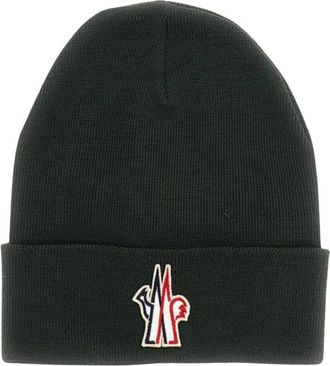 Moncler Grenoble Logo Muts - Heren - Hoeden - Groen - ONE Size - Wol - Accessoires