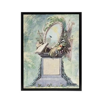 Artery8 18th Century Monument Design Watercolour Schouman Framed Canvas Art in Green | Size: W24 x H32