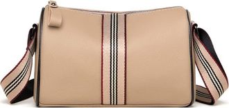 Generic Cow Leather Crossbody Bag for Women Small Cylinder Purse Fashion Barrel Shoulder Bag Casual Commuter Bags (Khaki)