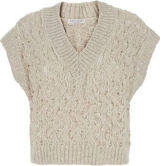 Brunello Cucinelli Sequin-embellished V-neck Vest
