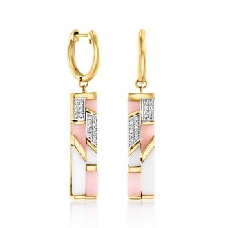 Ross-Simons Pink and White Opal Drop Earrings With. White Topaz in 18kt Gold Over Sterling