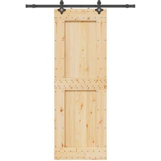 vidaXL Puerta Corredera Con Herrajes Madera Maciza De Pino 80x210 Cm Vidaxl