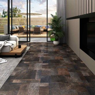 vidaXL vidaXL Tavole di Pavimento 55 pcs Marrone 5,11 m&sup2; PVC