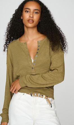 Pilcro 100% Cotton Slub Henley Top