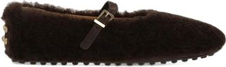 Tod's Dark Brown Textured Ballet Flats
