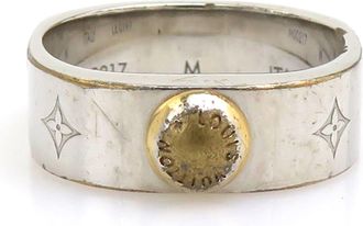 Louis Vuitton Gold Silver Metal Band Ring (Pre-Owned)