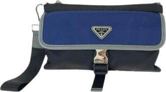 Prada Pre-owned Clutches, male, Multicolor, Size: ONE SIZE Pre-owned Tessuto Saffiano nylon leather clutch bag