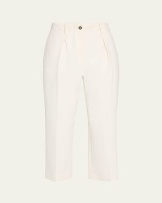 Brunello Cucinelli Creased Square Cotton Wool Chino Pants
