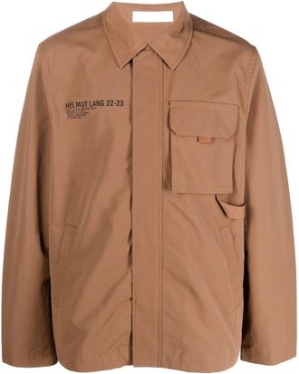 Helmut Lang logo-print utility jacket - men - Cotton/Nylon/Cotton - S - Brown
