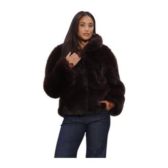 Silvian Heach Furcoat Uninat - Dames - Jassen - Bruin - Maat: 2XS