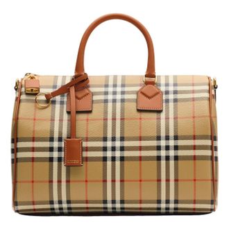 Burberry (WMNS) Burberry Medium Check Bowling Bag Beige Brown 8119049