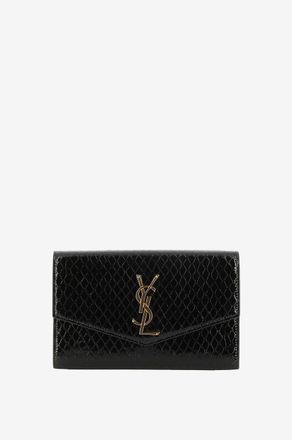 Saint Laurent Brieftasche aus Leder in Eidechsenoptik mit Kettengurt Uptown