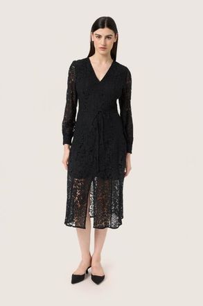 Soaked In Luxury SLHanni V-neck Long Sleeves Lace Dress in Black at Nordstrom, Size X-Small