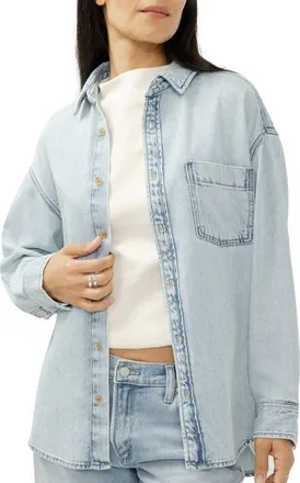 Silver Jeans Co Denim Button-Up Beach Shirt in Moonstone at Nordstrom, Size X-Large