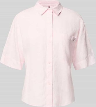 Tommy Hilfiger Relaxed Fit Hemdbluse aus reinem Leinen in Rosa, Gr&ouml;&szlig;e 38