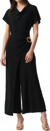 Joseph Ribkoff Cowl Neck Wrap Front Jumpsuit In Black