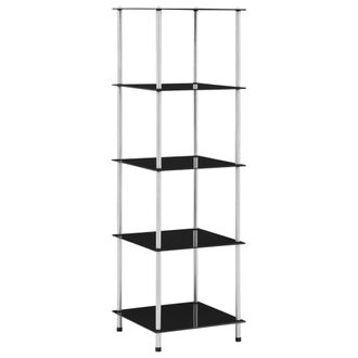 vidaXL Estanter&iacute;a 5 Niveles Cristal Templado Negro 40x40x130 Cm Vidaxl