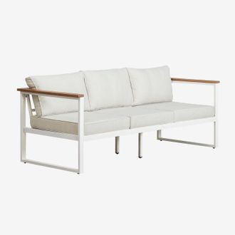 Sklum Sof&aacute; De Jard&iacute;n De 3 Plazas En Aluminio Y Madera De Acacia Lipov Sklum