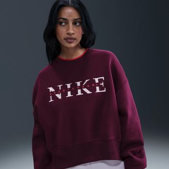 Nike Womens Nike Sportswear Phoenix Fleece Oversized Crew-Neck Sweatshirt in Red | IH4056-610