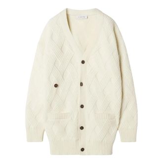 Lanvin Loose-fit vest in kabelgebreide wol - Heren - Truien - Wit - Maat: S/M Wol