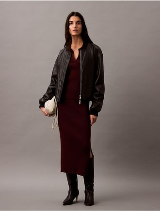 Calvin Klein Jeans Calvin Klein Womens Smooth Cotton Rib Midi Sweater Skirt - Brown - XS