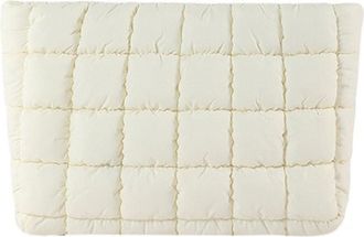 Generic Solid Color Quilted Design Clutch, New Cute Checkered Puffy Makeup Bag,Checkered Puffy Bag with Zipper for Women (White)