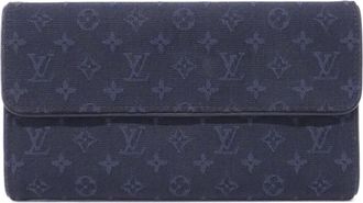Louis Vuitton Dark Blue Canvas Long Wallet (Tri-Fold) (Pre-Owned)