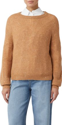 Comma Strickpullover COMMA, Damen, Gr. 36, milk coffee, Strick, Obermaterial: 100% Polyamid, unifarben, normal h&uuml;ftbedeckend, Rundhals, B&uuml;ndchen, Pullover S