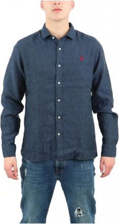 U.S.Polo Association Cale Shirt - Heren - Casual Overhemden - Blauw - 3XL - Linnen - Overhemden