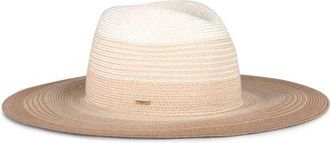 Eugenia Kim Emmanuelle UPF 50+ Wide Brim Packable Straw Fedora in Ivory/Natural/Camel at Nordstrom