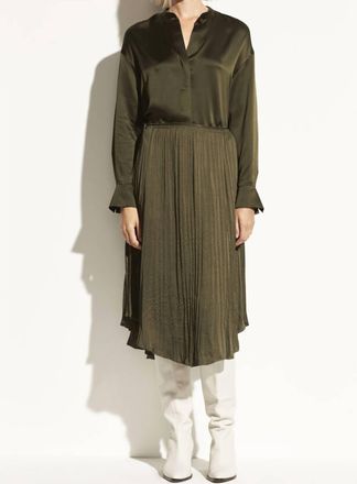 Vince Crushed Drape Skirt In Mineral Pine