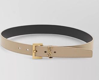 Saint Laurent cassandre leather belt square buckle design