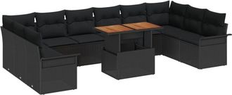 vidaXL Garden Sofa Set with Cushion 11 pcs Black 100 x 55 x 73 cm Vidaxl