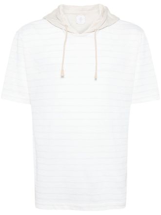 Eleventy Gestreept T-shirt met capuchon - Wit