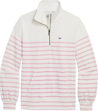 Vineyard Vines Quarter Zip Pullover in Stripe Bahama Breeze at Nordstrom, Size Small