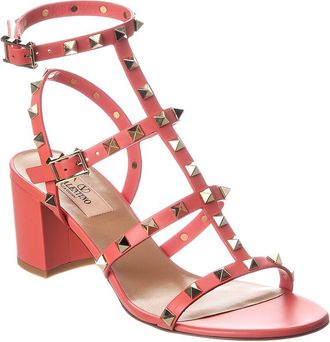 Valentino Rockstud Caged 60 Leather Ankle Strap Sandal