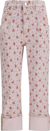 Ganni Womens Capri Pants Peachskin Print Cotton Jean
