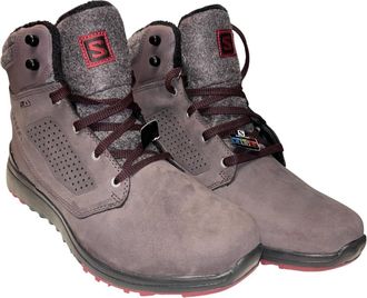 Salomon MenS Utility Winter Waterproof Hiking Boots In Shale/black/syrah