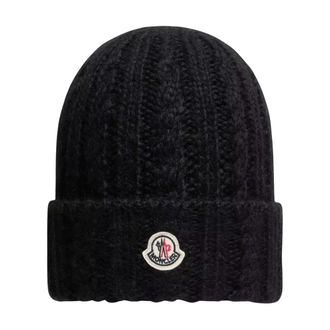 Moncler Logo Muts - Dames - Hoeden - Zwart - ONE Size - Wol - Accessoires