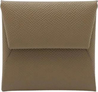 Herm&egrave;s Pre-owned Bastia Portamonete in Pelle Etoupe - - Pre-owned - Donna - Beige - ONE SIZE