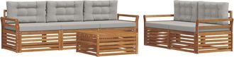 vidaXL Conjunto De Sof&aacute;s De Exterior 6 Uds. Gris Natural Y Claro Vidaxl