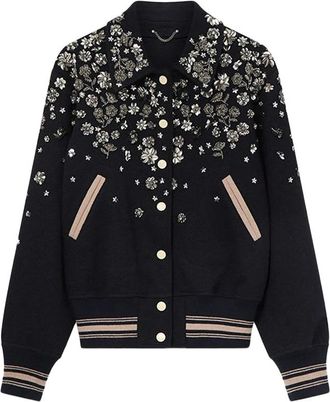 Golden Goose Floral-embellished Logo-patch Bomber Jacket