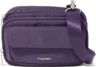 Baggallini Modern Double Zip Crossbody Bag in Deep Grape Twill at Nordstrom