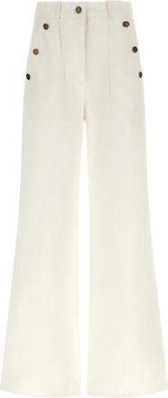 Max Mara Mxm Badesse Broek - Dames - Wijde Broeken - Wit - M - Katoen - Broeken