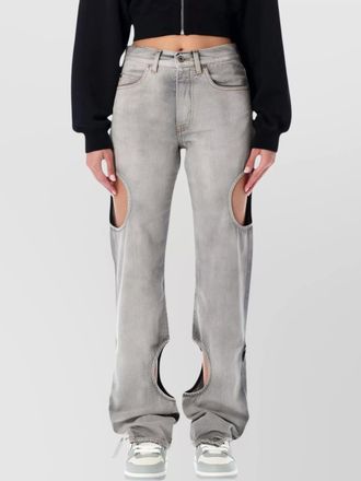 Off-white stylish cut-out five-pocket trousers