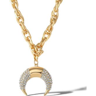 Jessica Simpson Crescent Moon Crystal Pendant in Gold, Silver at Nordstrom