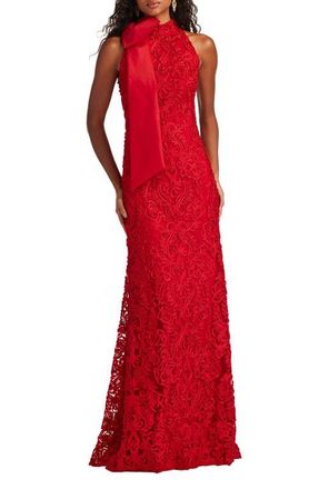 Tadashi Shoji Ribbon Bow Sleeveless Gown in Cherry at Nordstrom, Size 12