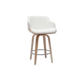 Miliboo Taburete De Cocina De Madera Clara Y Blanco 65 Cm Lucien