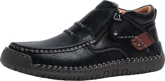 Generic The First Young Shoes Men, Mens Handmade Premium Leather Slip-On Boots, for Outdoor &Travel (Black,45)