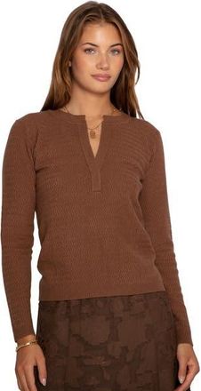 Belle & Bloom Frankie Textured Knitted Long Sleeve Top in Dark Brown at Nordstrom, Size X-Small
